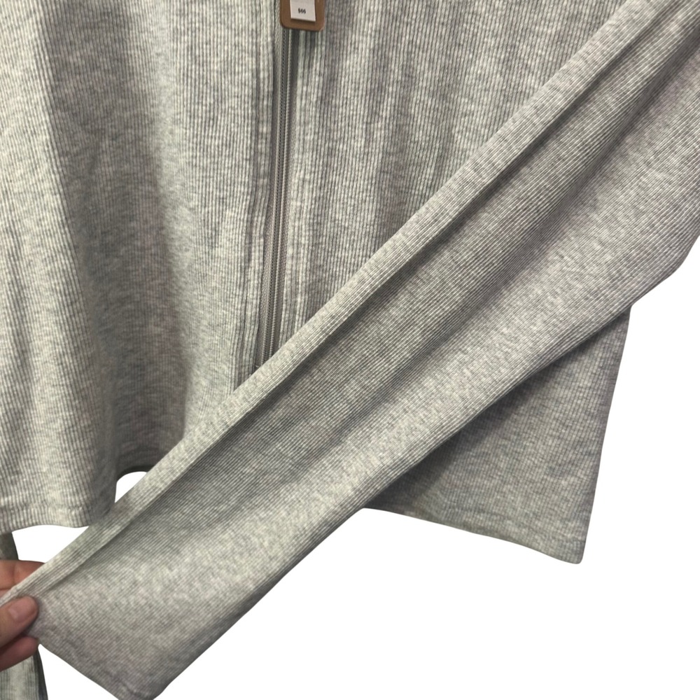 NEW Skims L Cotton Rib Zip Up Hoodie Light Heather Grey Womens NWT - Picture 6 of 8